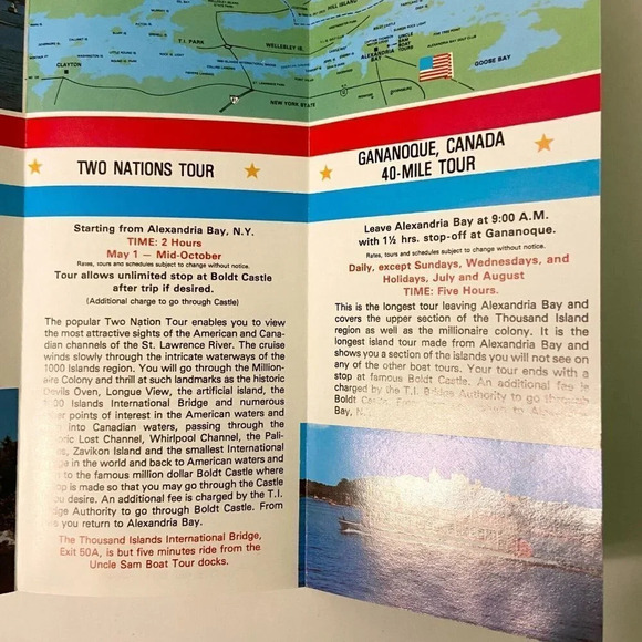 Vintage 1000 Island Uncle Sam Boat Tour Alexandria Bay NY Travel Guide Brochure - Picture 9 of 12